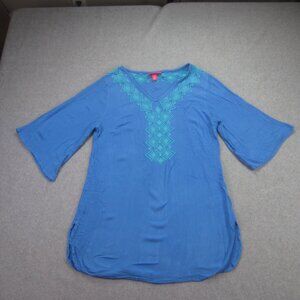 Lilly‎ Pulitzer x Target Blouse Size Small Blue Embroidered Bell Tunic